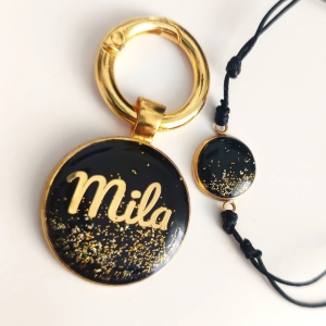 Hundemarke mit Armband - schwarz gold