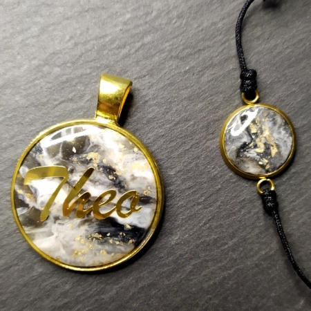 Produktfoto Hundemarke Anhänger Marmor Schmuck Geschenk Hundebesitzer
